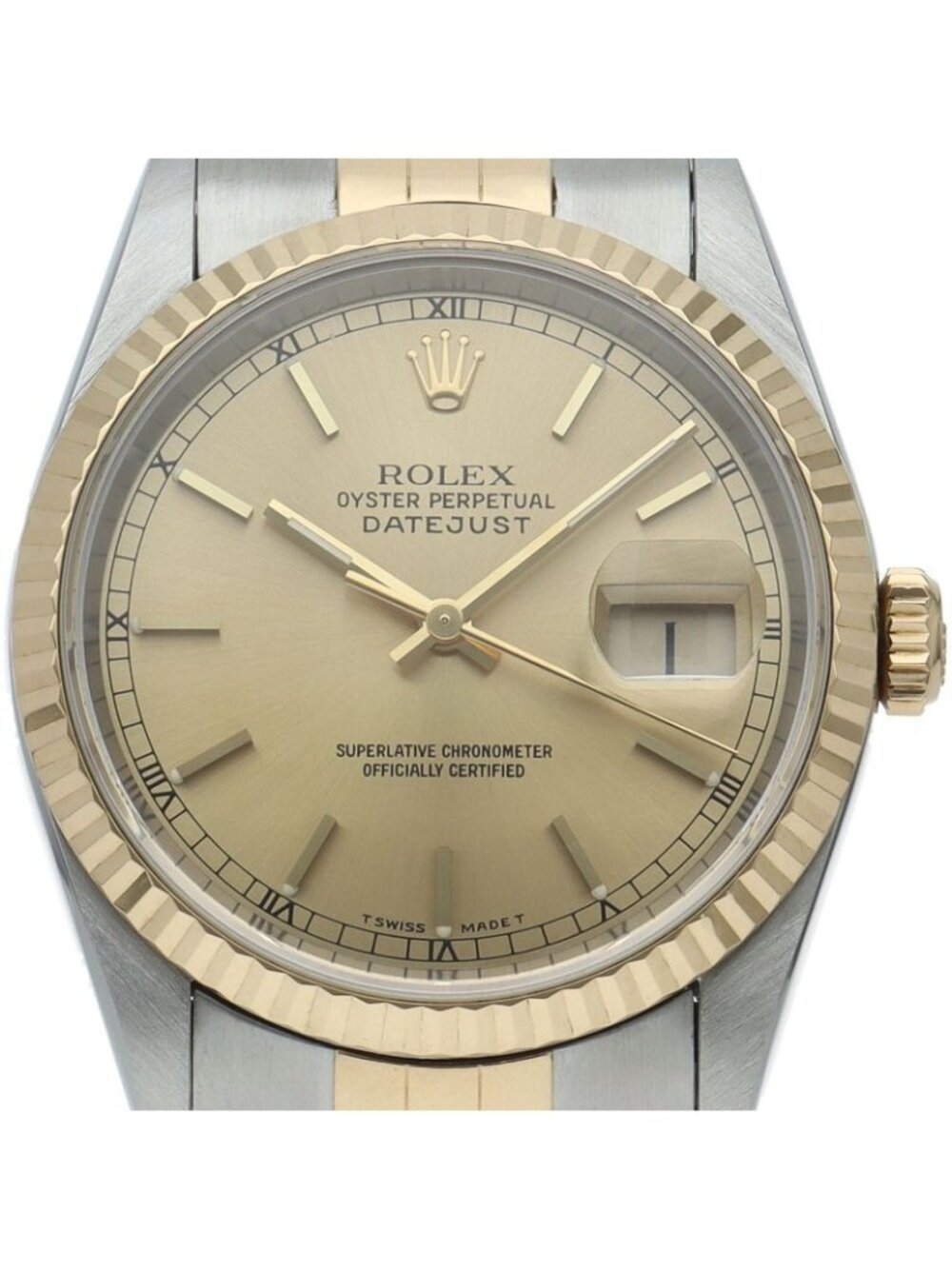 Rolex Datejust Watch 18k Yellow Gold SS Champagne